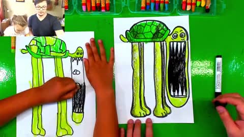 Hey Kids! Let's learn how to draw a folding Crazy Turtle!