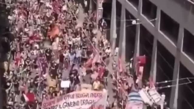 Against all fascism march in Italy against the fake pandemic, vaccines and so forth