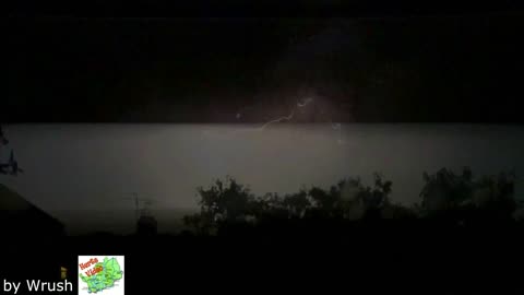 slow motion multiple forked lightning strikes