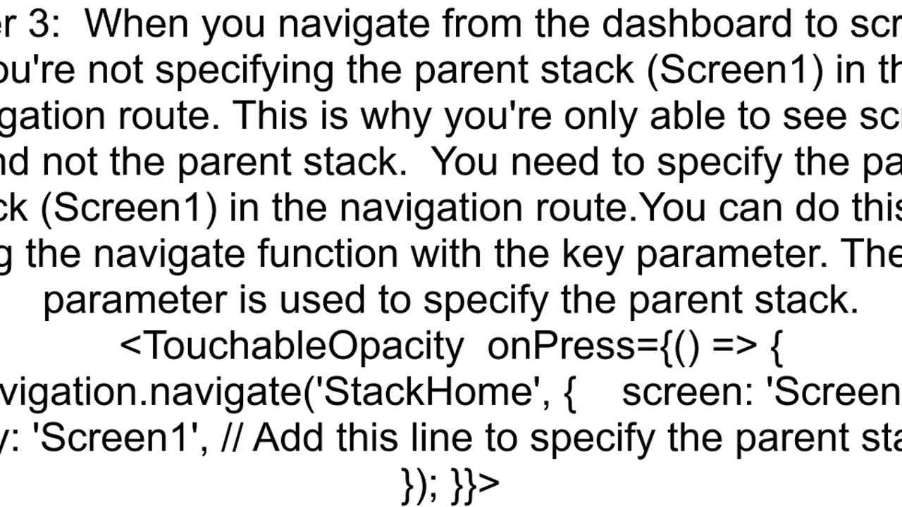 After Navigating to nested Navigation Screen , cannot go back or view the Nested Navigation Initial