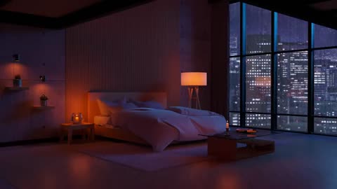 ASMR - Rainfall in the City Bedroom View SLEEP