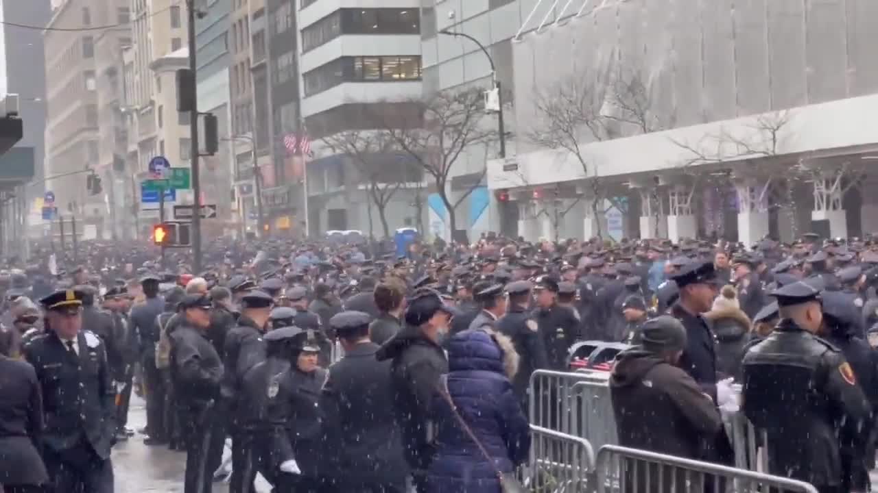 Police Gather By The Thousands For Slain NYPD Officer's Funeral