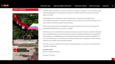 El ELN anuncia una tregua navideña y pide retomar diálogos de paz de Colombia