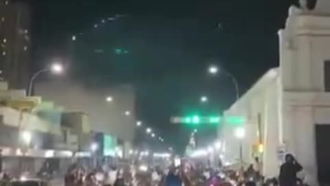 Voters are celebrating the end of socialism 11:30am this is the avenue. Bolivar Venezuela