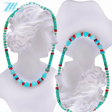 Natural turquoise roundle beads and white mop spiny oyster Amazonite Teardrop-shaped03