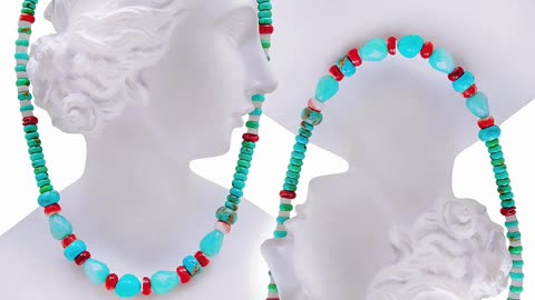 Natural turquoise roundle beads and white mop spiny oyster Amazonite Teardrop-shaped03