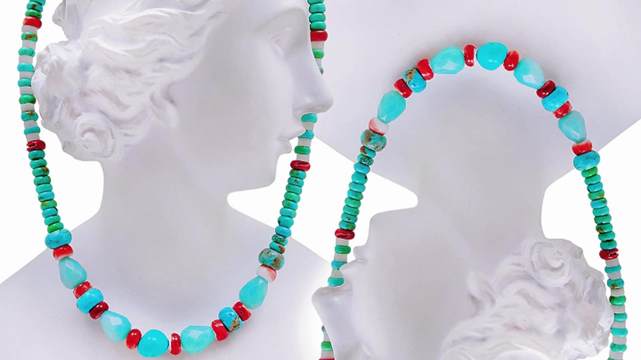 Natural turquoise roundle beads and white mop spiny oyster Amazonite Teardrop-shaped03