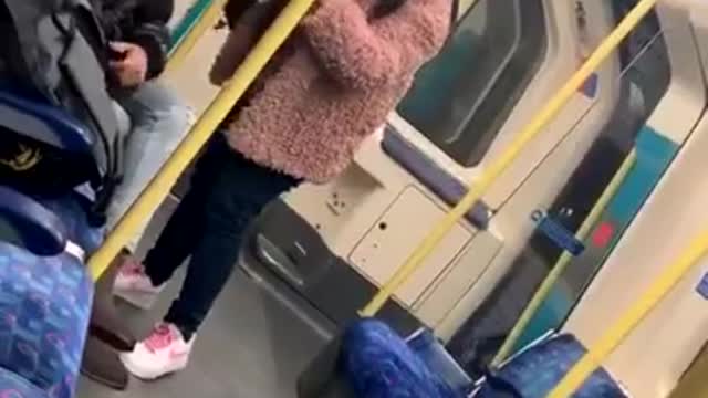 Pakistani Boy and British Girl funny fight in Metro(UK)