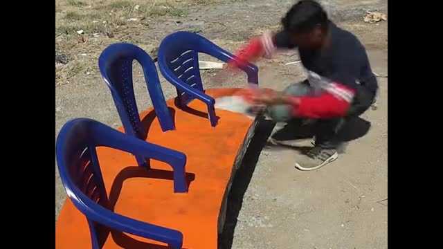OLD PLASTIC CHAIR RE-USE FOR DECOR