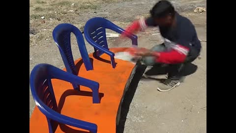 OLD PLASTIC CHAIR RE-USE FOR DECOR