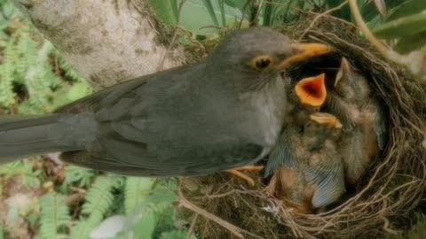 A Bird feeding on his nests