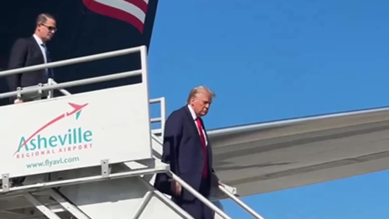 President Donald Trump is wheels down in Asheville, NC