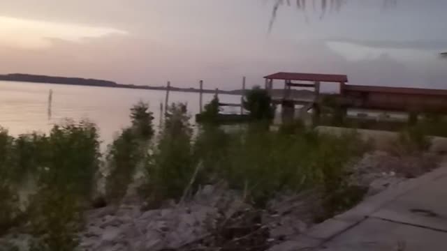 Beautiful View of Beach Sunset from a Resort
