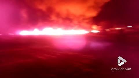 Oil pipe leak sparks huge blaze in village