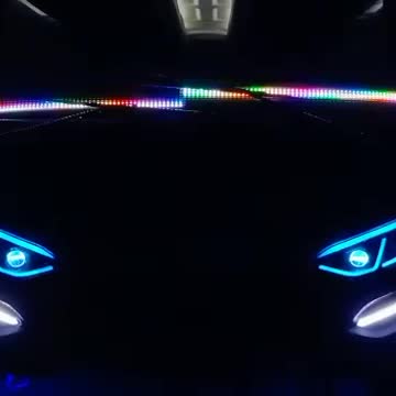 front view of the bus with costume headlights and ranning texs which is very pleasing to the eye