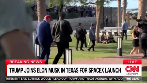 President Trump has arrived to watch the SpaceX launch with Elon Musk