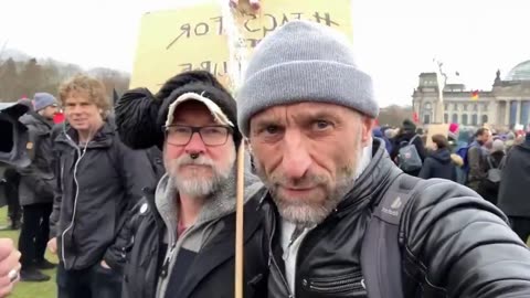 Man at government-supported "anti-right" protest in Berlin