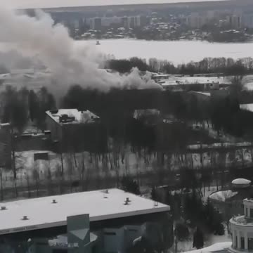 The Tank Command School is on fire in Kazan, Russia