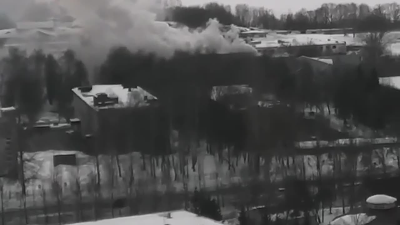 The Tank Command School is on fire in Kazan, Russia