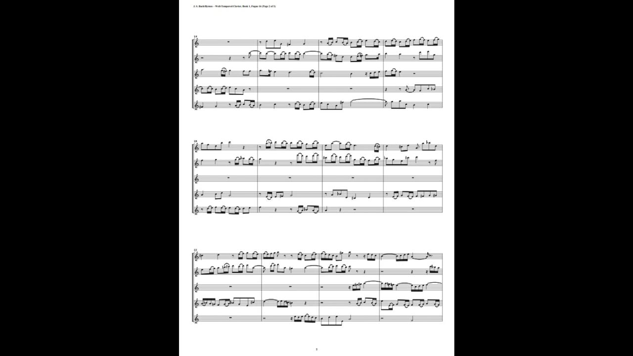 J.S. Bach - Well-Tempered Clavier: Part 1 - Fugue 16 (Flute Quintet)