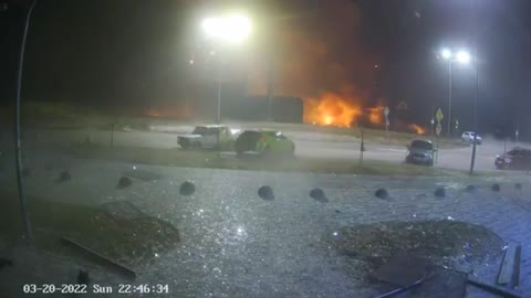 The moment of video impact to the shopping center.