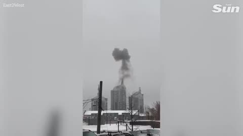 Moment plane drones hit Russian tower blocks in mass attack triggering giant explosions