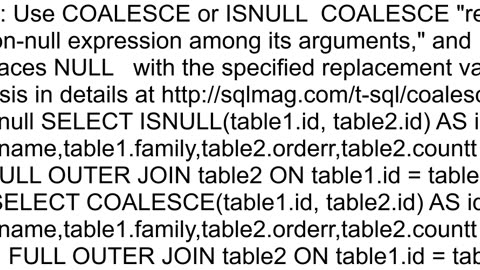 Select nonnull column in FULL OUTER JOIN