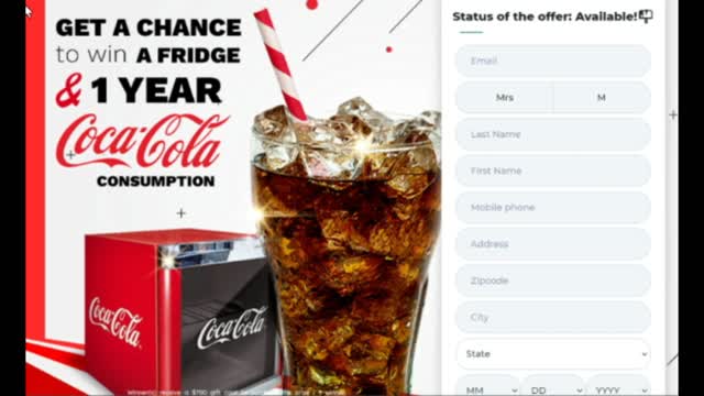 Coca Cola Along With A Fridge Offer For USA Residence Only