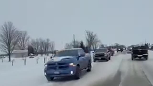 Farmers out Sarnia way slow roll in support of the truckers and removing all mandates.