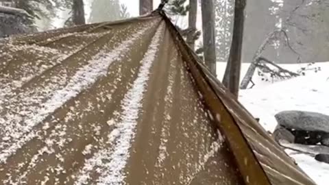 camping in the snow by the river #survival #bushcraft #shelter