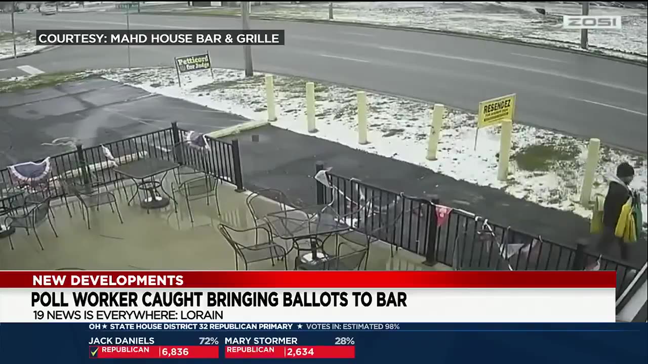 Ohio poll worker caught on camera bringing provisional ballots to local bar leaving them unattended