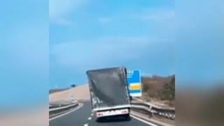 Crazy wind almost tips truck over