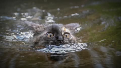 Cute cat swimming #CatLover