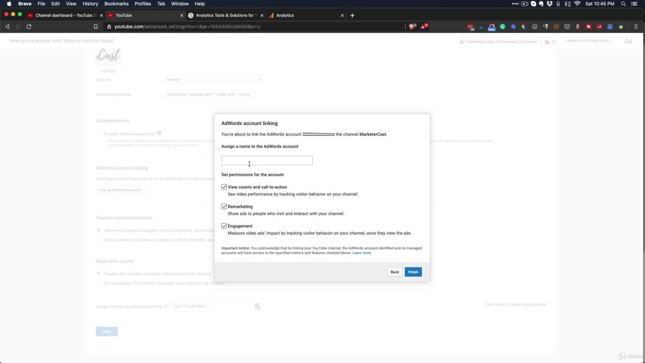 Linking YouTube Channel To Google Ads Account