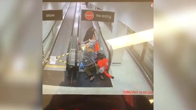 An elderly man tripped on escalator