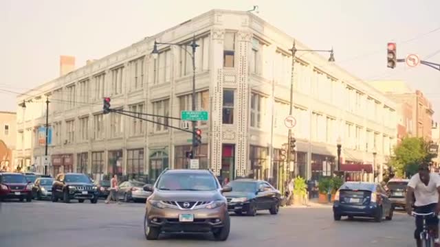 Cars And Cyclists Moving On Crossroad