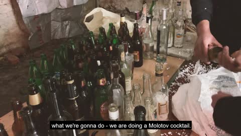 How Ukrainians adults and children are making Molotov cocktails