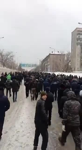 Demonstrators took to the streets in the Kazakh city of Semey.