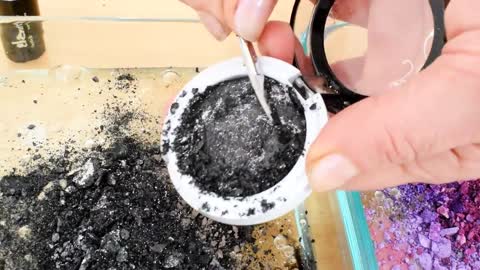 Mixing Makeup Eyeshadow Into Slime ! Black vs Purple Special Series Part 27 Sati