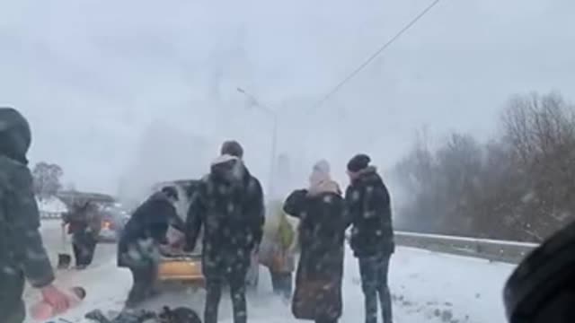 A car caught fire on the highway in HIGHWAY