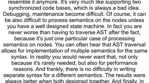 Why build an AST walker instead of having the nodes responsible for their own output