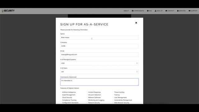 Security Universal Task Breakdown - Signing Up