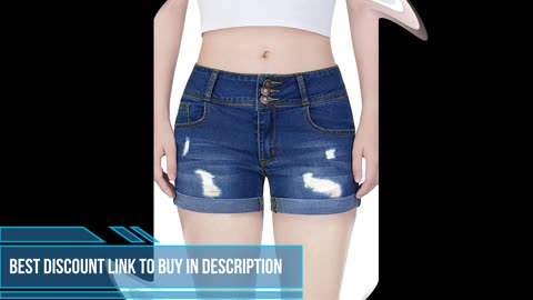 Women Casual Summer Mid Waist Stretchy Denim Jean Shorts Junior Short Jeans