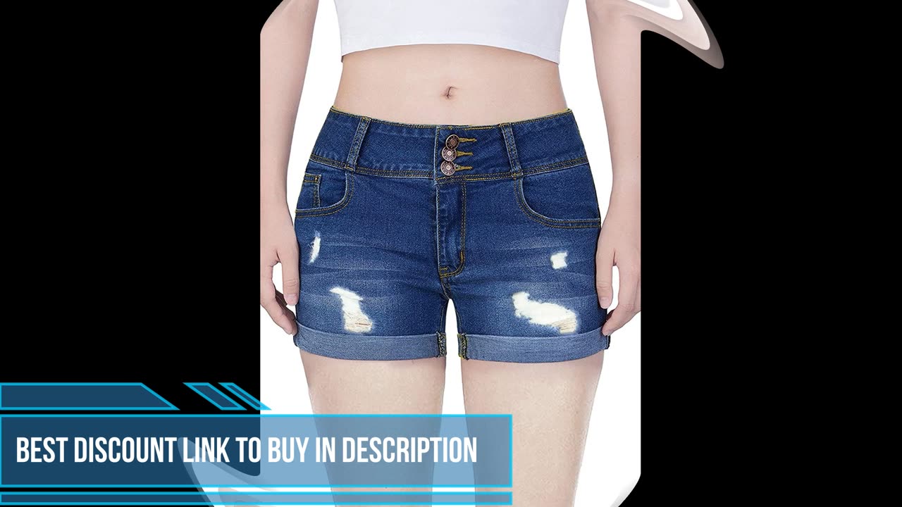 Women Casual Summer Mid Waist Stretchy Denim Jean Shorts Junior Short Jeans