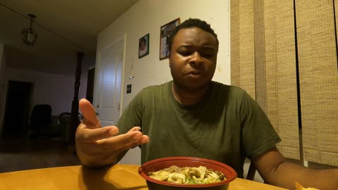 trying some low cost ramen and seafood cake with shrimp tempura