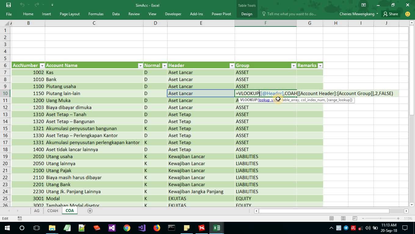 Membuat aplikasi akuntansi berbasis Excel - vid 3 - COA