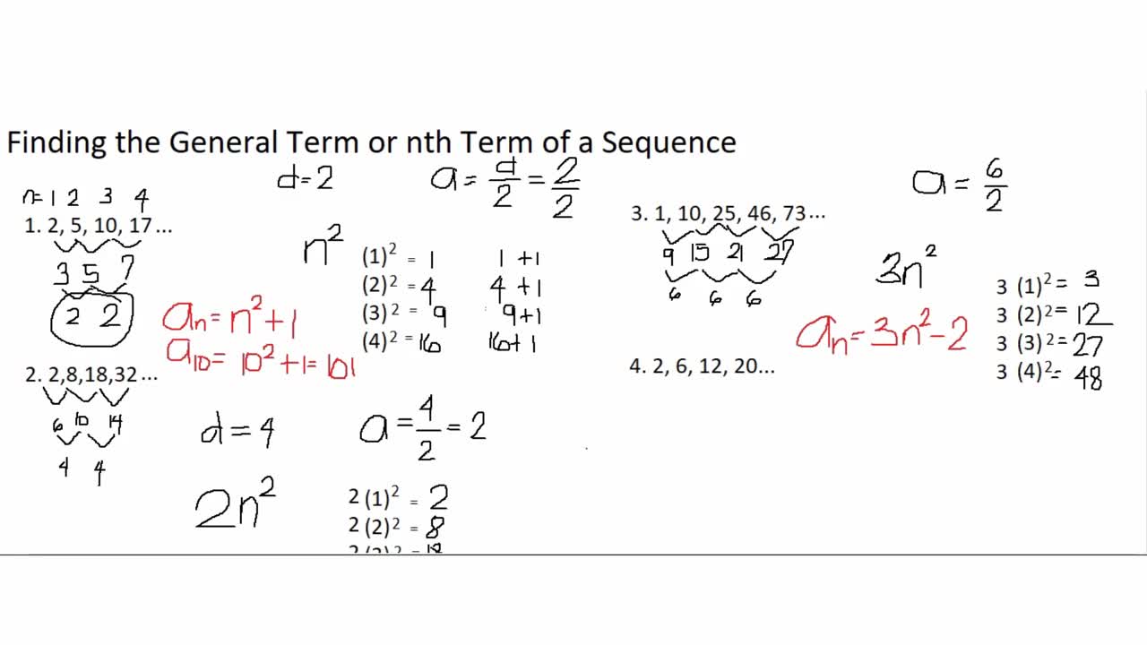 MATHEMATICS TUTORIAL for GENERAL OR NTH TERM OF SEQUENCE