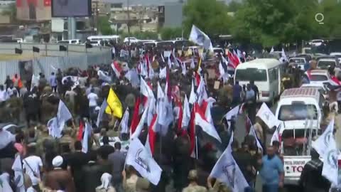 Iraq Syria Airstrikes Funeral For Fighters Killed at Border Held in Baghdad