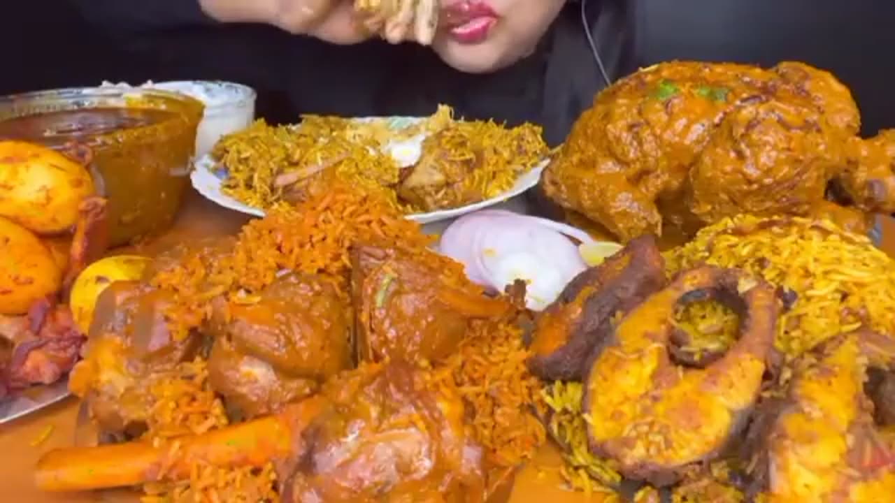 "ASMR Eating: 5 Types of Biryani Thali and Whole Chicken 🍗🍛"