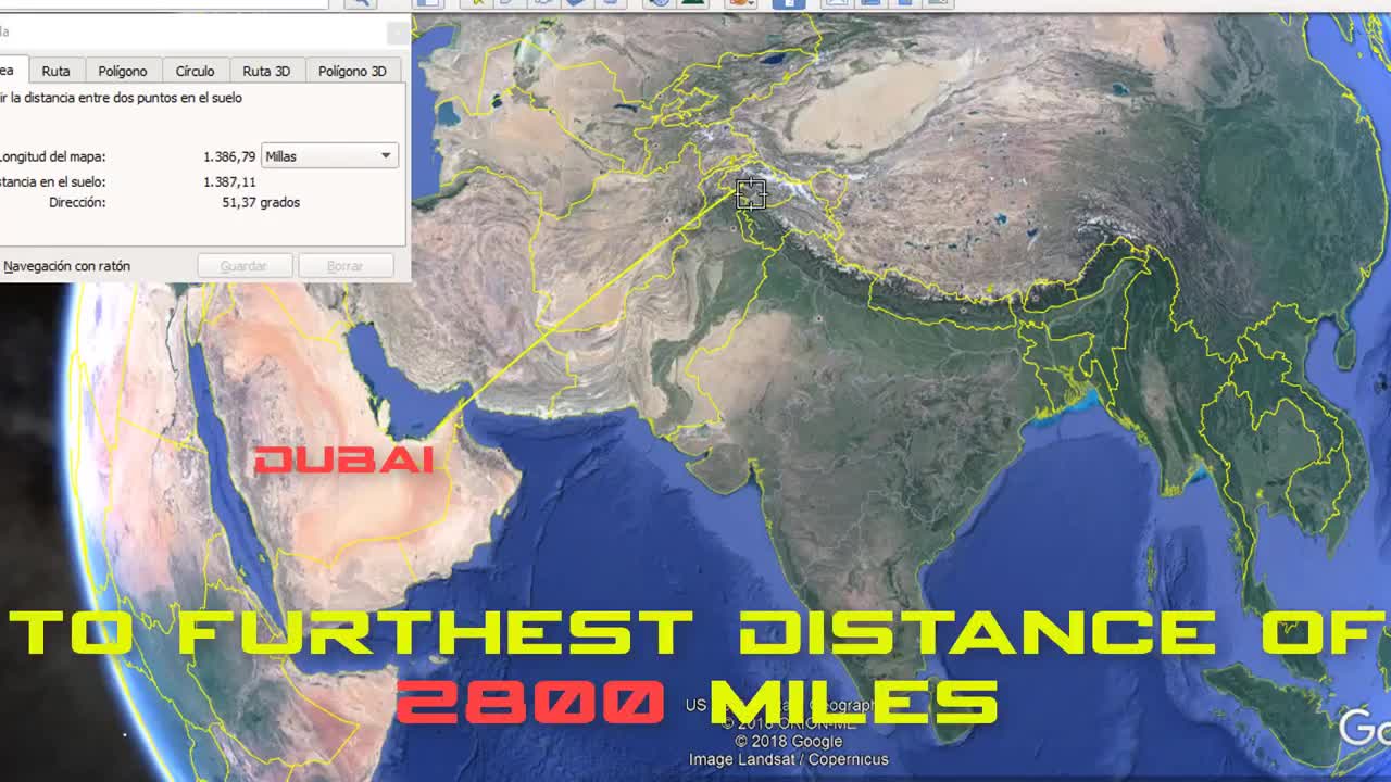 Himalayas Silhouette at 4500 km distance